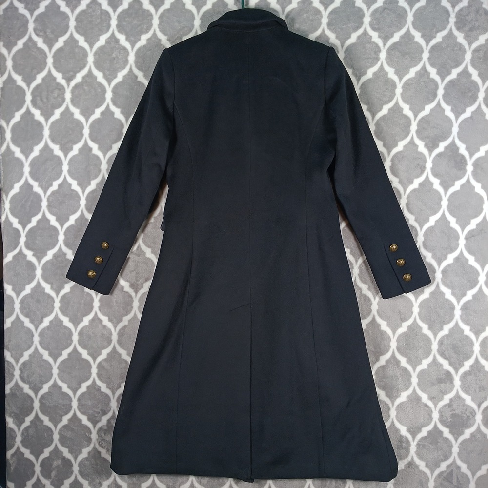 Lauren Ralph Lauren Trench Coat Women Size 0 Black Wool Blend Double Breasted - Picture 3 of 13